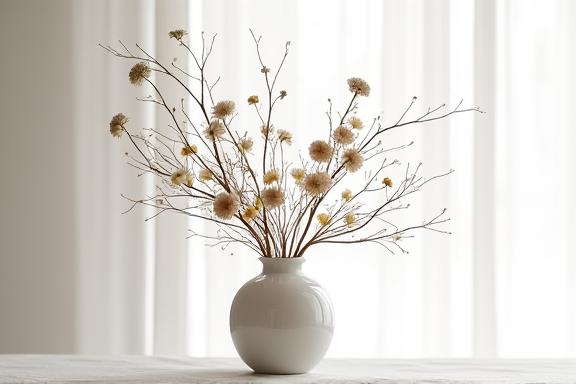 ミニマルで自然な枝ぶりを活かした生け花のようなデザイン。