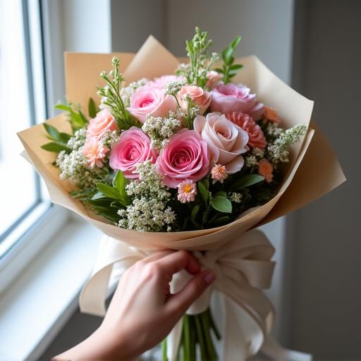 お客様の好みに合わせて作られたオーダーメイドの花束。